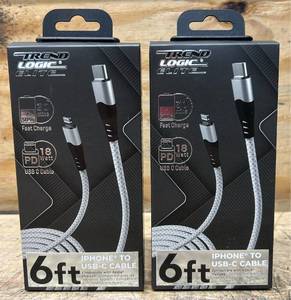 Trend Logic Elite 6ft IPhone to USB-C Cable lot of 2