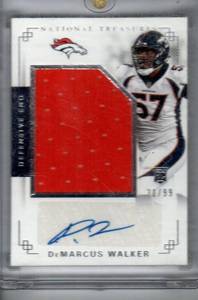 DeMarcus Walker Broncos Jumbo Swatch Auto Card