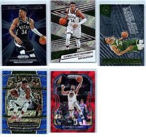 Giannis Antetokounmpo Inserts and Steph Curry Red Cracked Ice