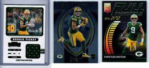Christian Watson RC Jersey , Rookie and Insert Cards - Three Card Lot