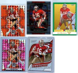 Joe Montana Parallels, Inserts and More - Five Card Lot