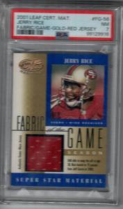 Jerry Rice 2001 Leaf Cert. Material Jersey Card PSA NM 7