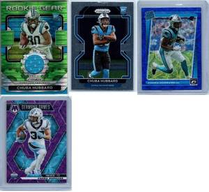 Chubba Hubbard RC Jersey Card and Three Rookies