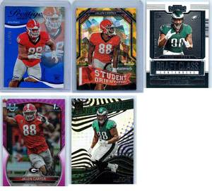 Jalen Carter Eagles RCs and Inserts - Five Card Lot