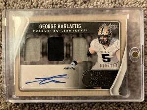George Karlaftis Purdue Triple Jersey Swatch Auto #199