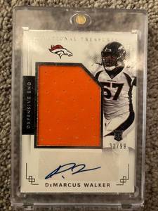 DeMarcus Walker Broncos Jumbo Swatch Auto Card