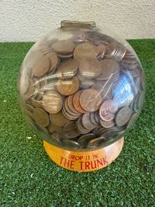 Round Bank Full of Pennies - Many Wheat
