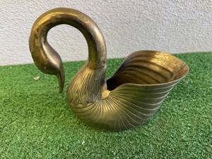 Large Brass Swan Planter