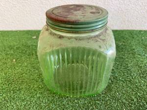 Uranium Glass Jar with Lid