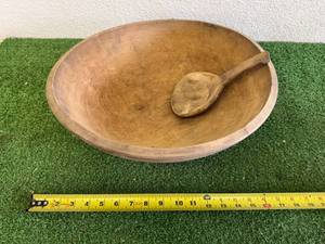 Wood Dough Bowl & Spoon