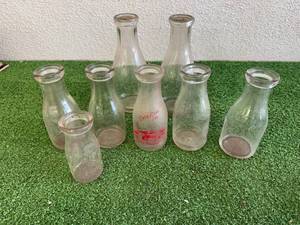 Glass Milk Bottles with 1 Cass-Clay Coop Bottle