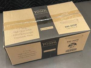 Yoshi EMI-202W 7-inch Tong White High Gloss Extra Heavyweight Disposable Plastic Tongs - Case Pack 48