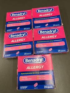 Benadryl Allergy Diphenhydramine HCl 25 mg Ultratabs - 24 Tablets (Lot of 4)