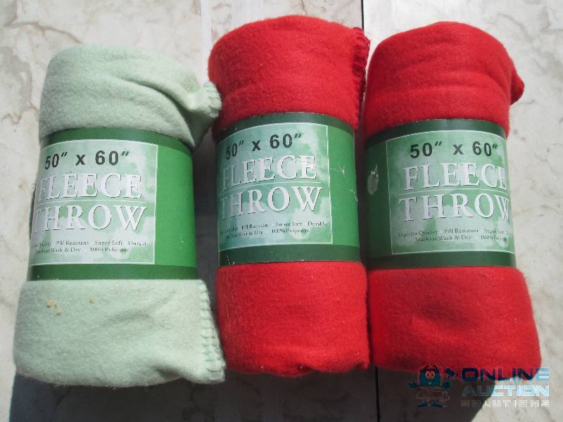 3 50 x 60 inch fleece throws, new...