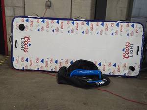 Coors Light Blow-Up Floating Paddle Board  Connelly Air Pump, Rudder, Collapsible Paddle for Paddle Board