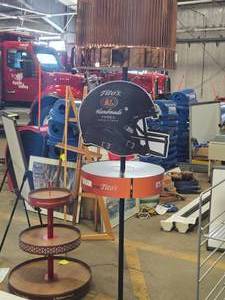Football Helmet theme Display Stand  Titos Handmade Vodka logo