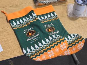 Lot of (2) Christmas Stockings  Titos logo  18