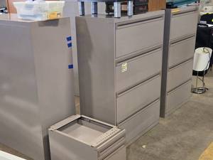 Lot of (3) Metal Lateral File Cabinet 4-drawer 36 wide x 18 deep x 45 tall