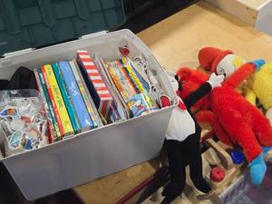 Lot of (1 Bin) Dr. Seuss Dolls and Books