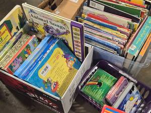 Lot of (2 Boxes) Childrens Books and CDs