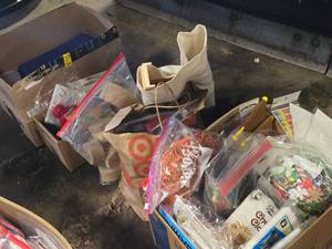 Lot of (5 Bins  Bags) Miscellaneous Craft Supplies