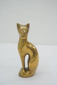 Vintage Brass Siamese Cat Figurine 9 tall