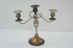 Vintage Silver-Plated Candelabra. Baroque or Rococo Style