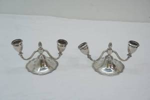 Pair of Vintage Wilton Armetale 1727 Double Candlestick Holders