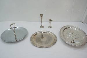 Vintage Wm. Rogers Silver-Plated Serving Platters Vintage Kromex Avon Hudson Manor Bud Vase