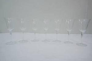 Vintage Etched Glass Stemmed Wine Glasses