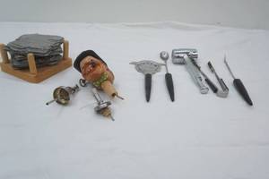 Stone Coaster Set Vintage Mr. Bartender multi-tool and other vintage drink tools Vintage Anri Mechanical Bottle Stopper