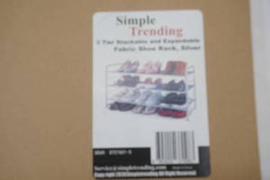 NEW 3-Tier Stackable and Expandable Fabric Shoe Rack, Silver