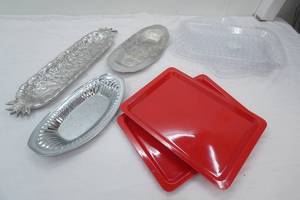 Serving Platters, Vintage Silver-Toned Floral Relief Design