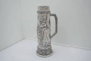 Vintage Silver-GlazedLuster Glaze Ceramic German Beer Stein 17 tall