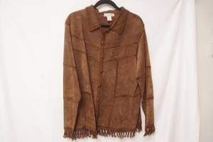 Dress barn Brown Fringed Suede Leather Jacket. Womens Size XL