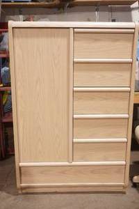 Light Colored Wood Armoire 36Wx17Dx54H. 6 drawer and cabinet. Palliser