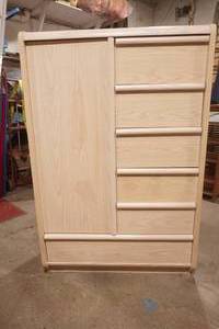 Light Colored Wood Armoire 36Wx17Dx54H. 6 drawer and cabinet. Palliser