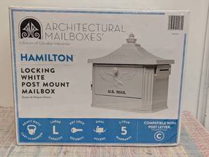 Architectural Mailboxes Hamilton Premium, White, Large, Locking, Aluminum, Post Mount Mailbox