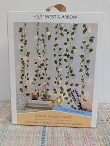 5 x 3.5 LED Vine Curtain String Lights Warm White - West & Arrow Indoor PVC Ivy Fairy Lights, Battery Operated