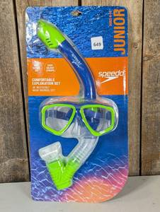 Speedo Junior Reefscout Mask & Snorkel Set - BlueGreen Ages 6-14, Polycarbonate