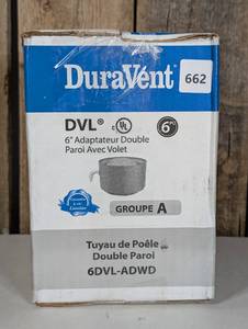 Model DVL Double Wall Stove Pipe 6in. Diameter Stovetop Adapter, Damper