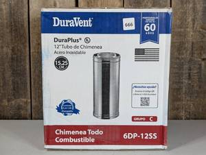 DuraPlus All-Fuel Chimney 6in. X 12in. Diameter Chimney Pipe, Stainless Steel