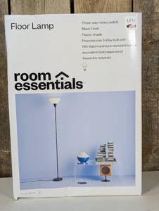 Torchiere Floor Lamp Black - Room Essentials Minimalist Standing Light with 3-Way Switch