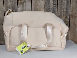 ALL IN MOTION - FAUX NEOPRENE WEEKENDER BAG, CREAM