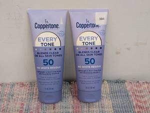 Pair of Coppertone Every Tone Sunscreen Lotion SPF 50, Lightweight, Rubs on Clear Sunscreen for All Skin Tones, Formulated with Nourishing Vitamin E, 7 Fl Oz Tube