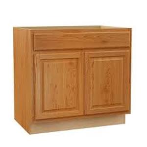 Hampton 36 in. W x 24 in. D x 34.5 in. H Assembled Sink Base Kitchen Cabinet in Medium Oak