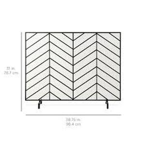 Best Choice Products - 38x31in Single Panel Handcrafted Iron Chevron Fireplace Screen w Distressed Finish - Satin Black