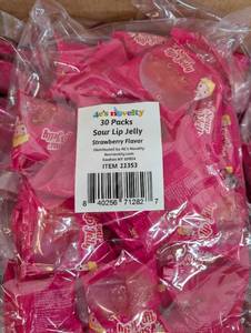 Large Box of Sour Lip Jelly Candy Strawberry Flavored
