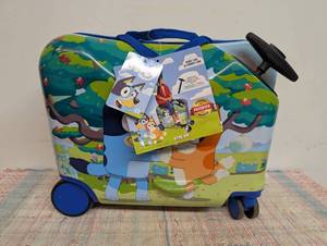 Bluey Checked Hardside Ride on Luggage