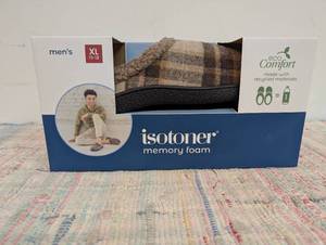 Isotoner Memory Foam Mens Slippers Comfort Dark Chocolate Sz XL 11-12 NIB
